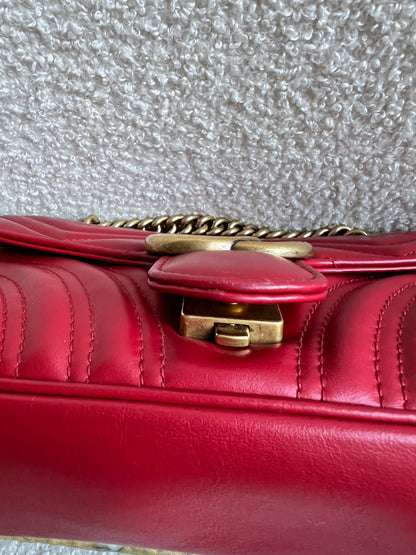 Gucci GG Hibiscus Red Marmont Mini Shoulder Bag (RRP £1,890)