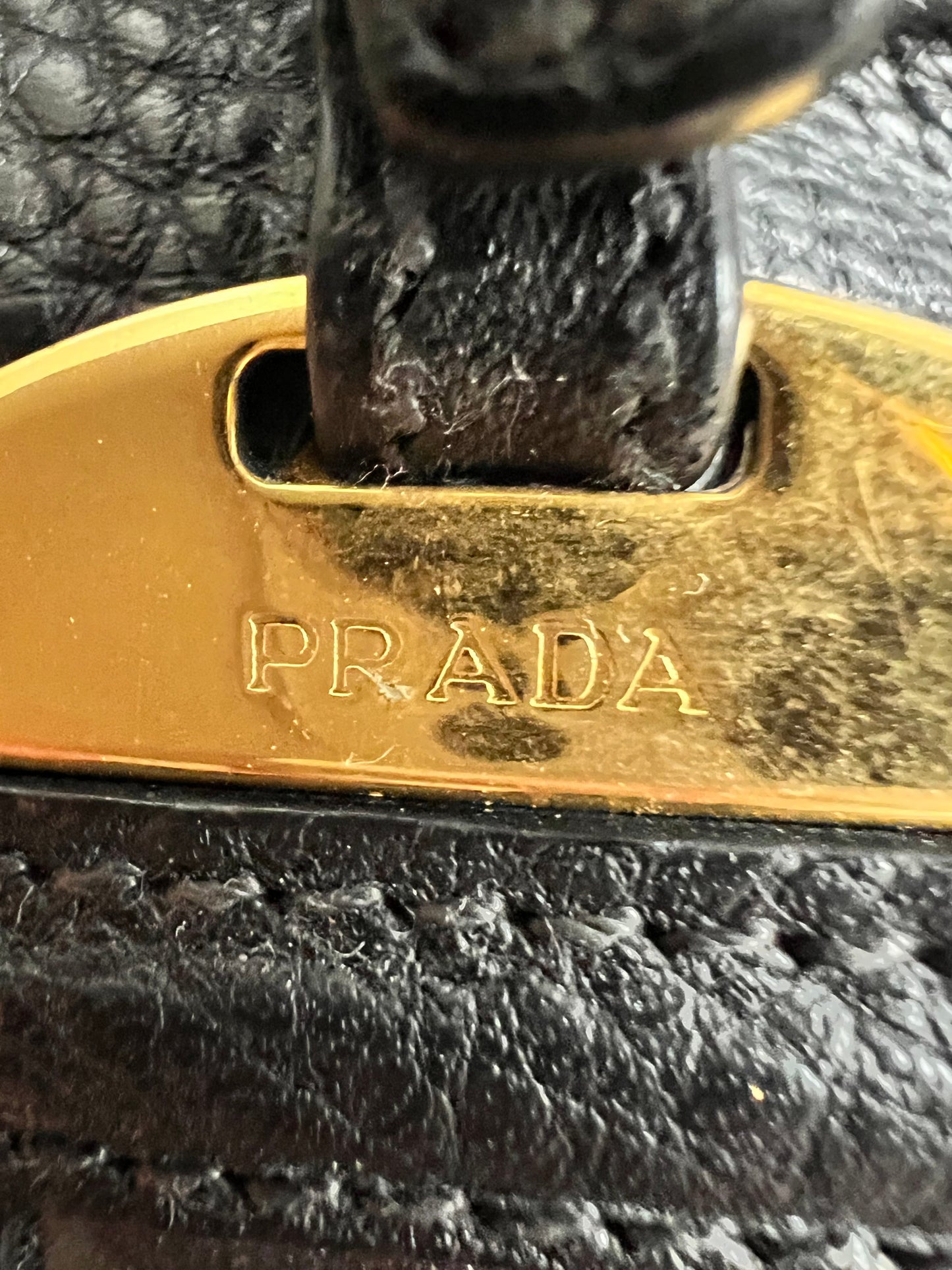 Prada Black Vitello Daino Side Pocket Tote