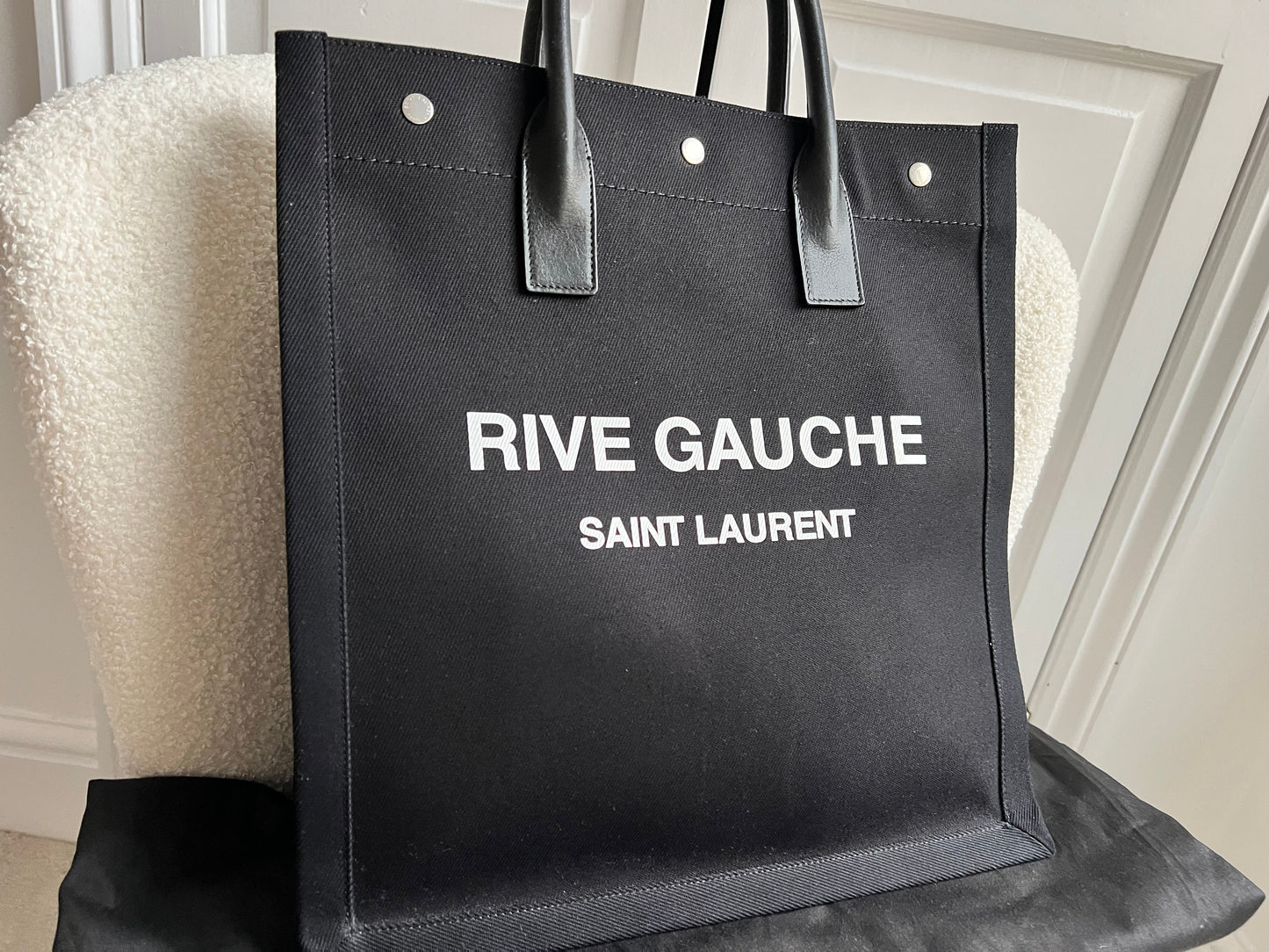 Yves Saint Laurent Rive Gauche NS Tote in Canvas and Printed Leather (RRP £1380)