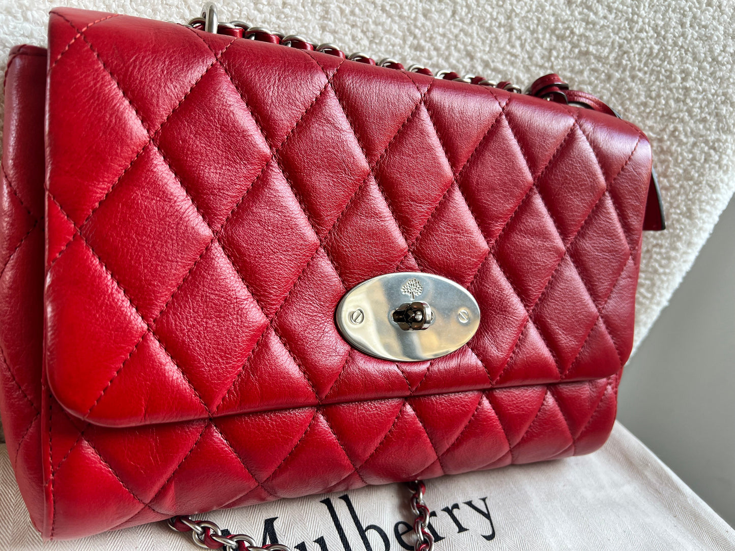 Mulberry Scarlet Red Quilted Medium Lily with Gold Hardware (RRP £1095)
