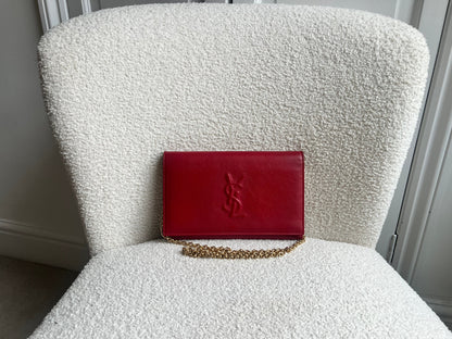 Yves Saint Laurent (YSL) Red Belle de Jour Chain Wallet Clutch
