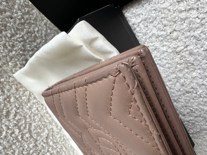 Gucci GG Dusty Pink Marmont Matelassé Card Case Wallet (RRP £410)