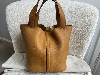 Hermes Picoton 22 in Sesame Clemence Leather with gold hardware