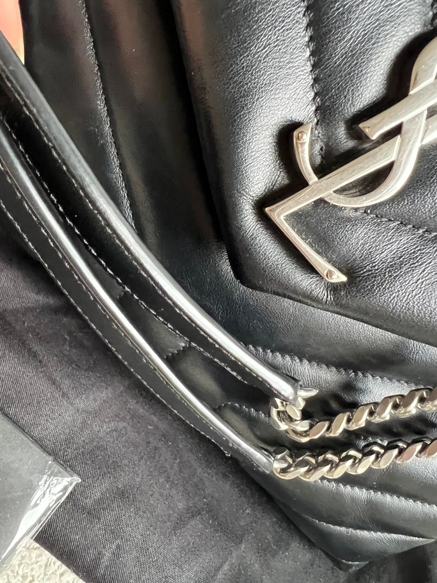 Yves Saint Laurent (YSL) Medium Black Lou Lou Silver Hardware