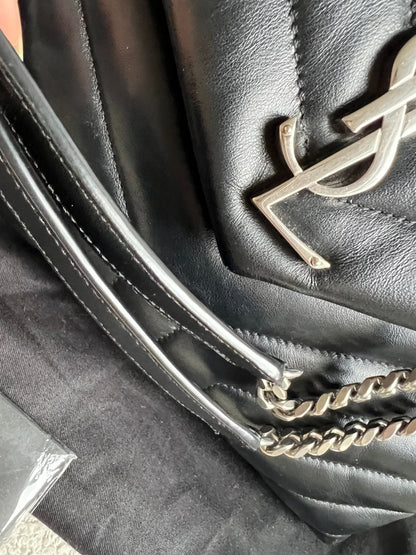 Yves Saint Laurent (YSL) Medium Black Lou Lou Silver Hardware