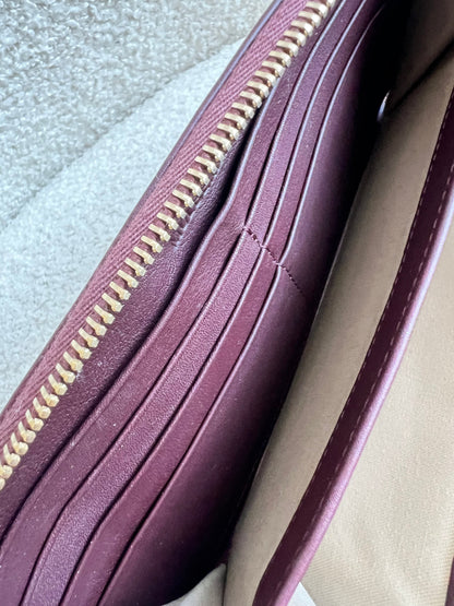 Mulberry Cara 'Lion & Heart Rivets' Zip Around Continental Purse in Oxblood Silky Calf
