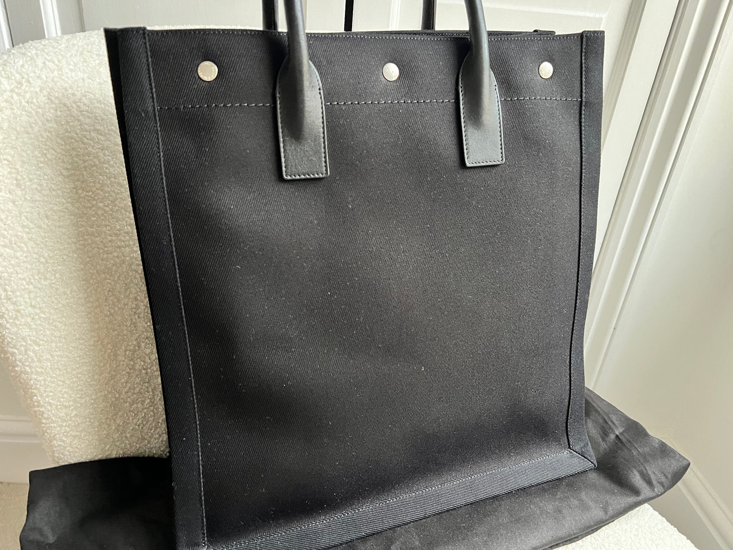 Yves Saint Laurent Rive Gauche NS Tote in Canvas and Printed Leather (RRP £1380)