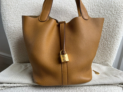 Hermes Picoton 22 in Sesame Clemence Leather with gold hardware