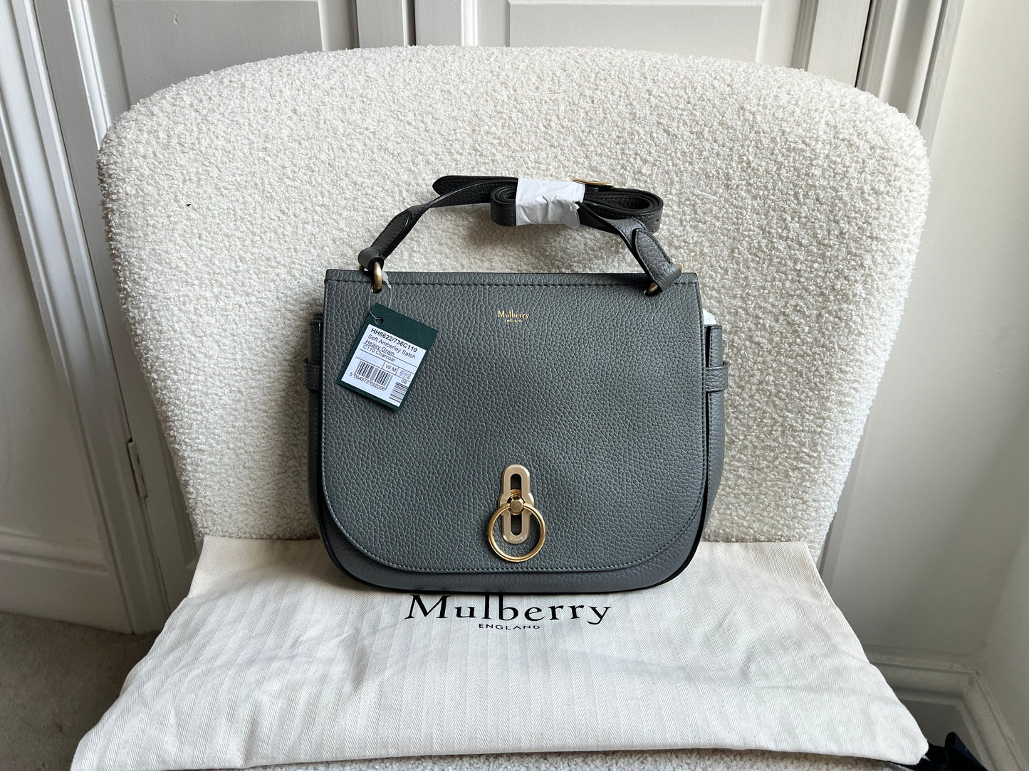 Mulberry Grey Soft Amberley Satchel (RRP £1,195)