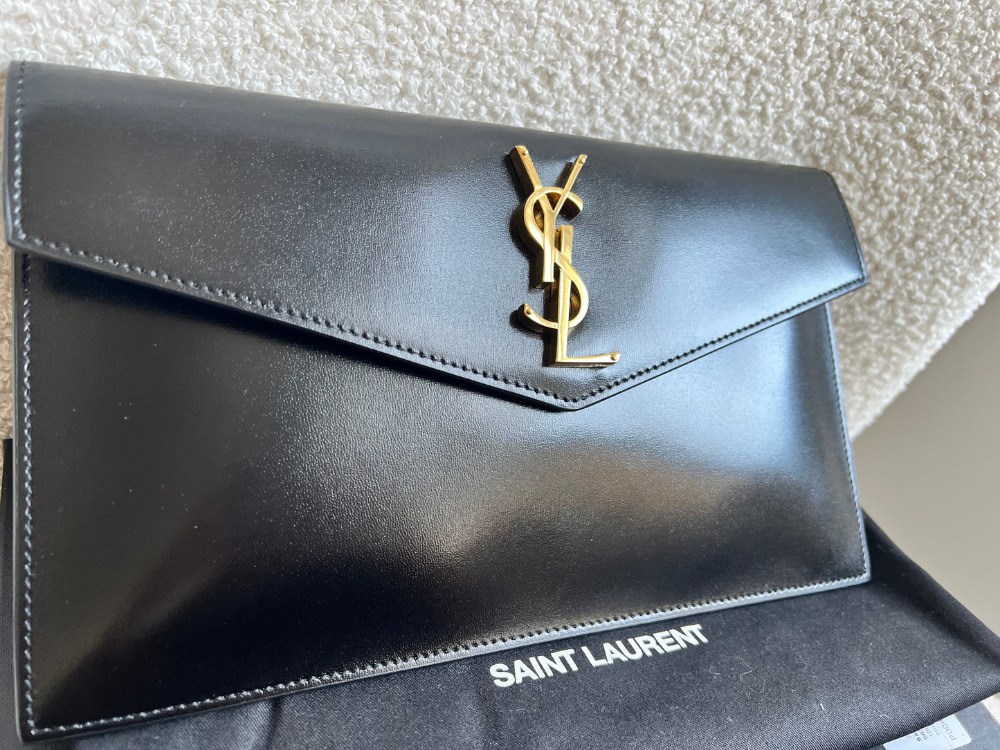 Yves Saint Laurent (YSL) Black Uptown Pouch Clutch (RRP £580)