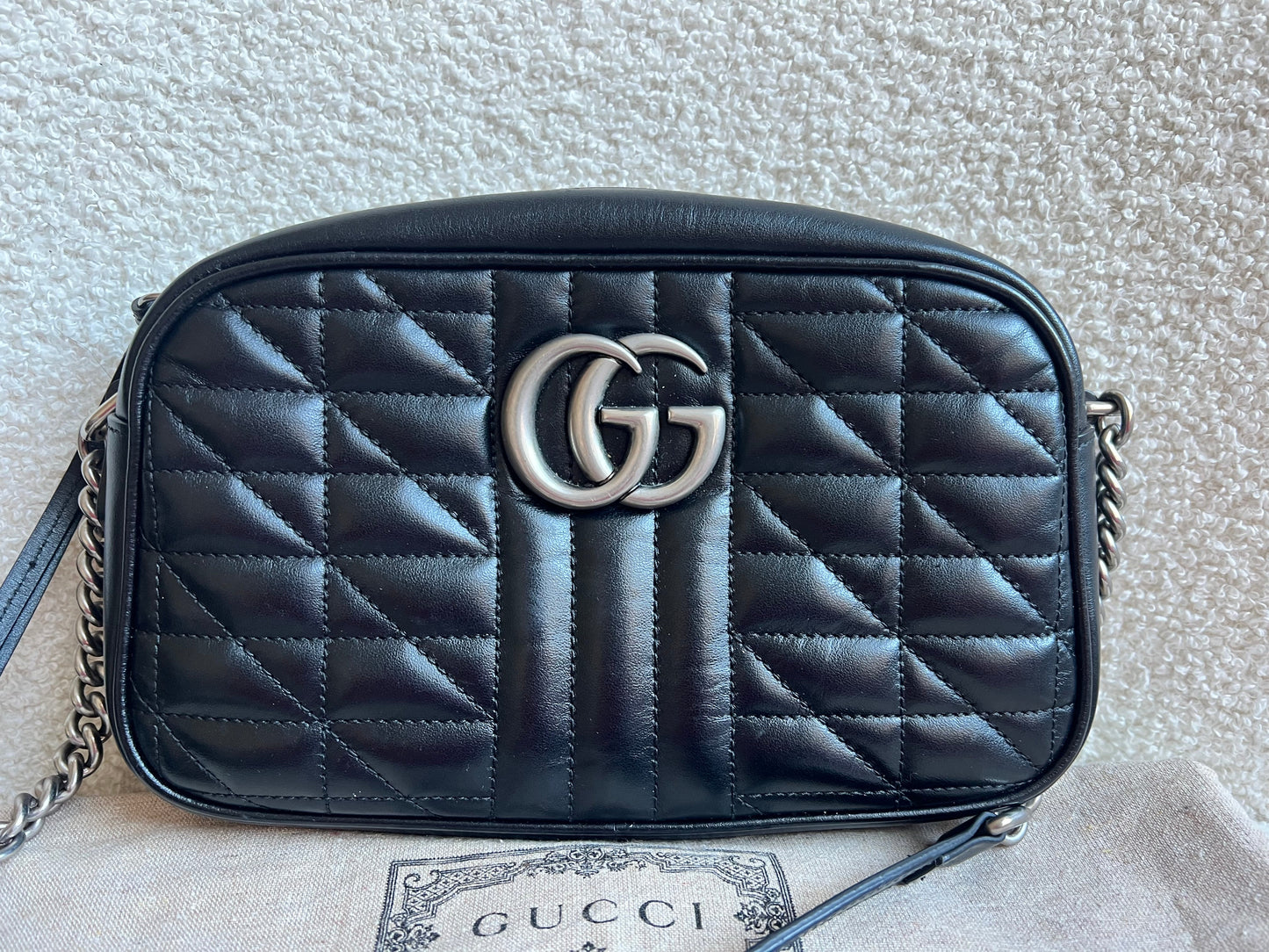 Gucci Aria GG Black Marmont Small Shoulder Bag (RRP £1440)