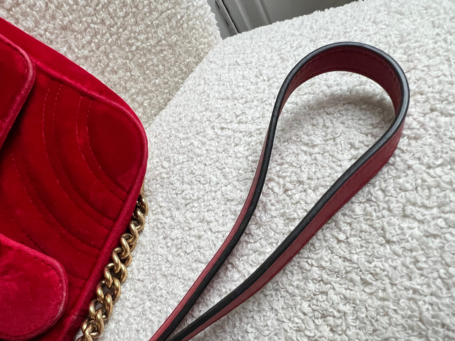 Gucci GG Mini Red Velvet Marmont Mini Shoulder Bag (RRP £1295)