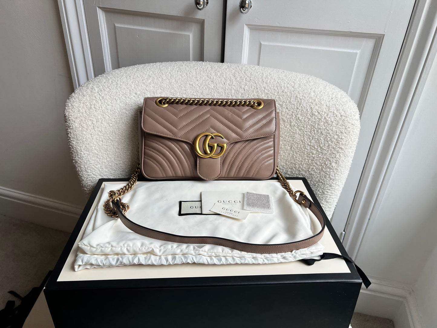 Gucci GG Dusty Pink Marmont Small Shoulder Bag (RRP £2070)