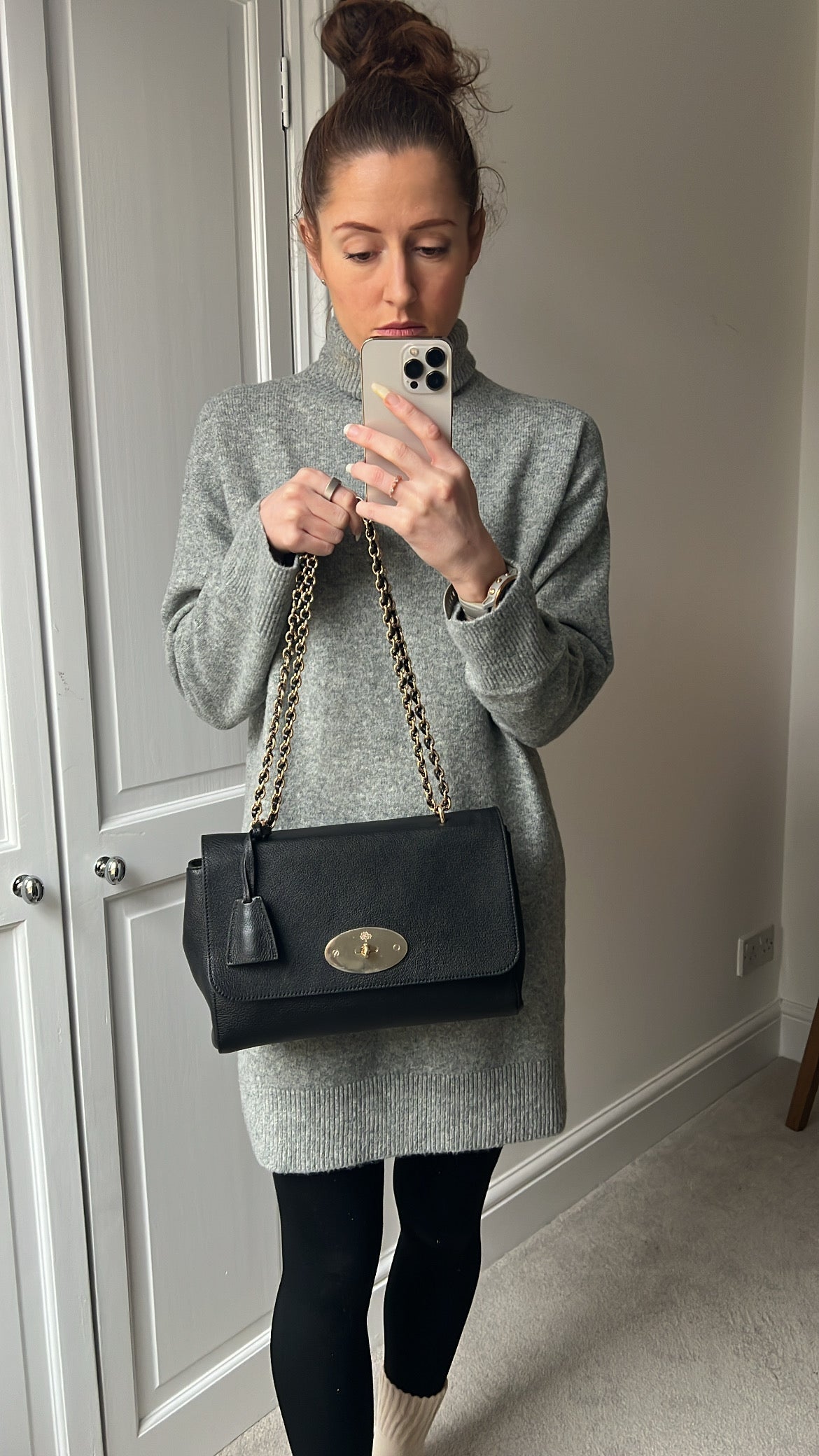 Mulberry Black Medium Lily with Gold Hardware (RRP £1195)
