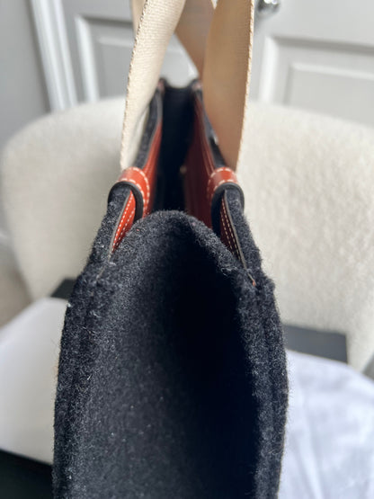 Chloe Medium Black Wool Woody Tote Bag
