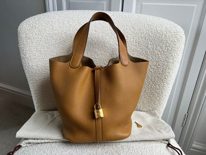 Hermes Picoton 22 in Sesame Clemence Leather with gold hardware