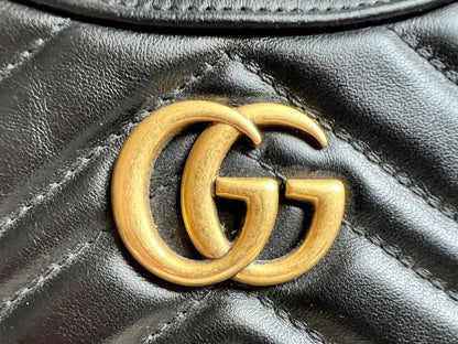 Gucci GG Black Mini Half Moon Marmont Shoulder Bag (RRP £1160)