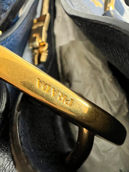 Prada Blue Vitello Daino Two Way Tote