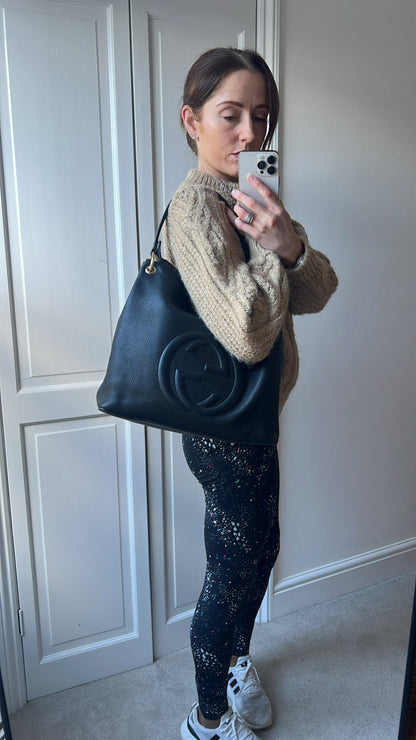 Gucci Soho Large Hobo in Black Pebbled Calfskin