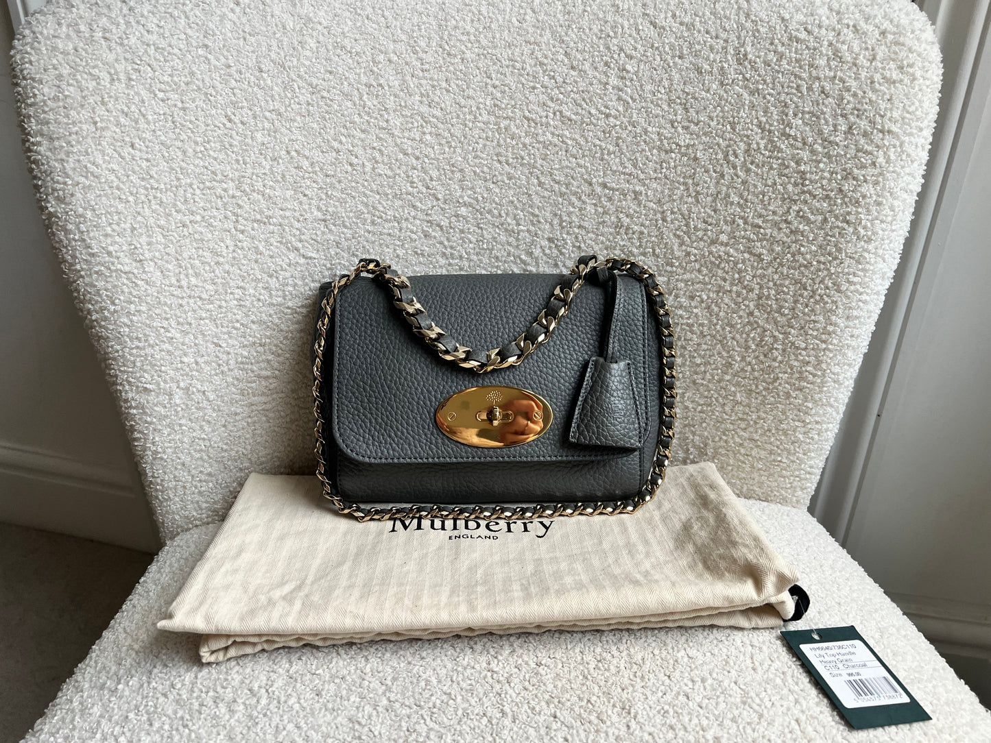 Mulberry Solid Grey Regular Top Handle Lily (RRP £1095)
