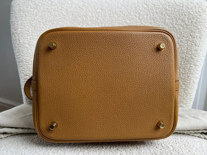Hermes Picoton 22 in Sesame Clemence Leather with gold hardware