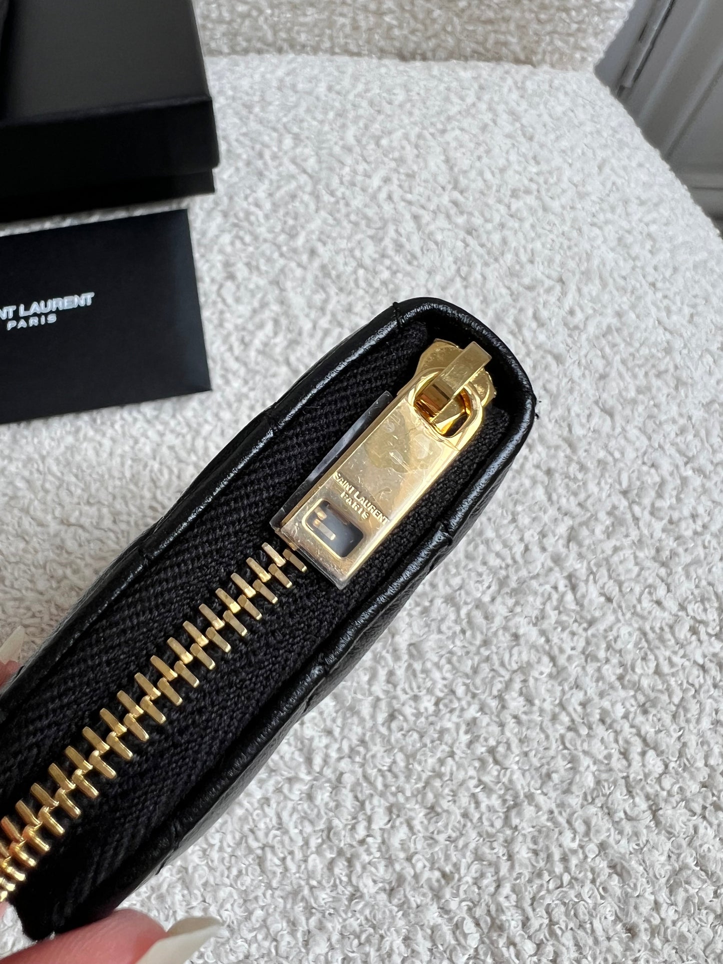 Yves Saint Laurent Black Lambskin Cassandre Small Zip Wallet (RRP £400)