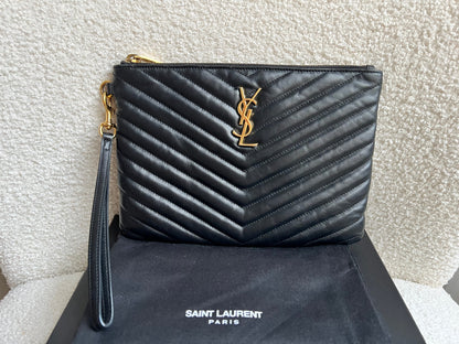 Yves Saint Laurent (YSL) Black Cassandre Clutch Pouch (RRP £580)