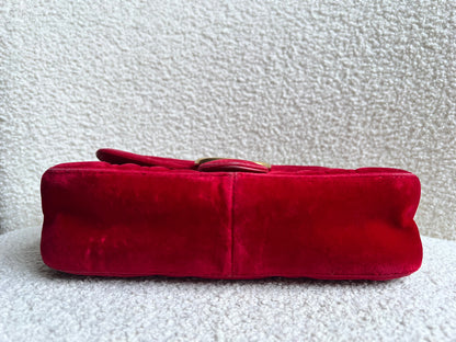 Gucci GG Mini Red Velvet Marmont Mini Shoulder Bag (RRP £1295)