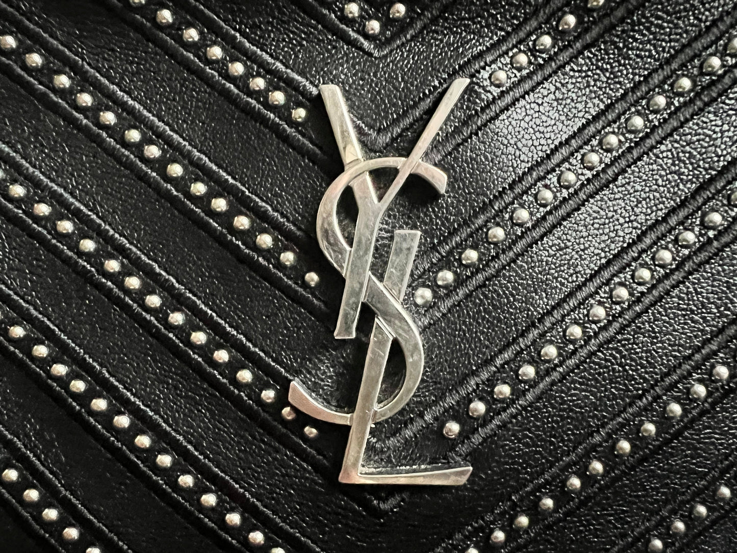 Yves Saint Laurent (YSL) Black Studded Lou Belt Bag