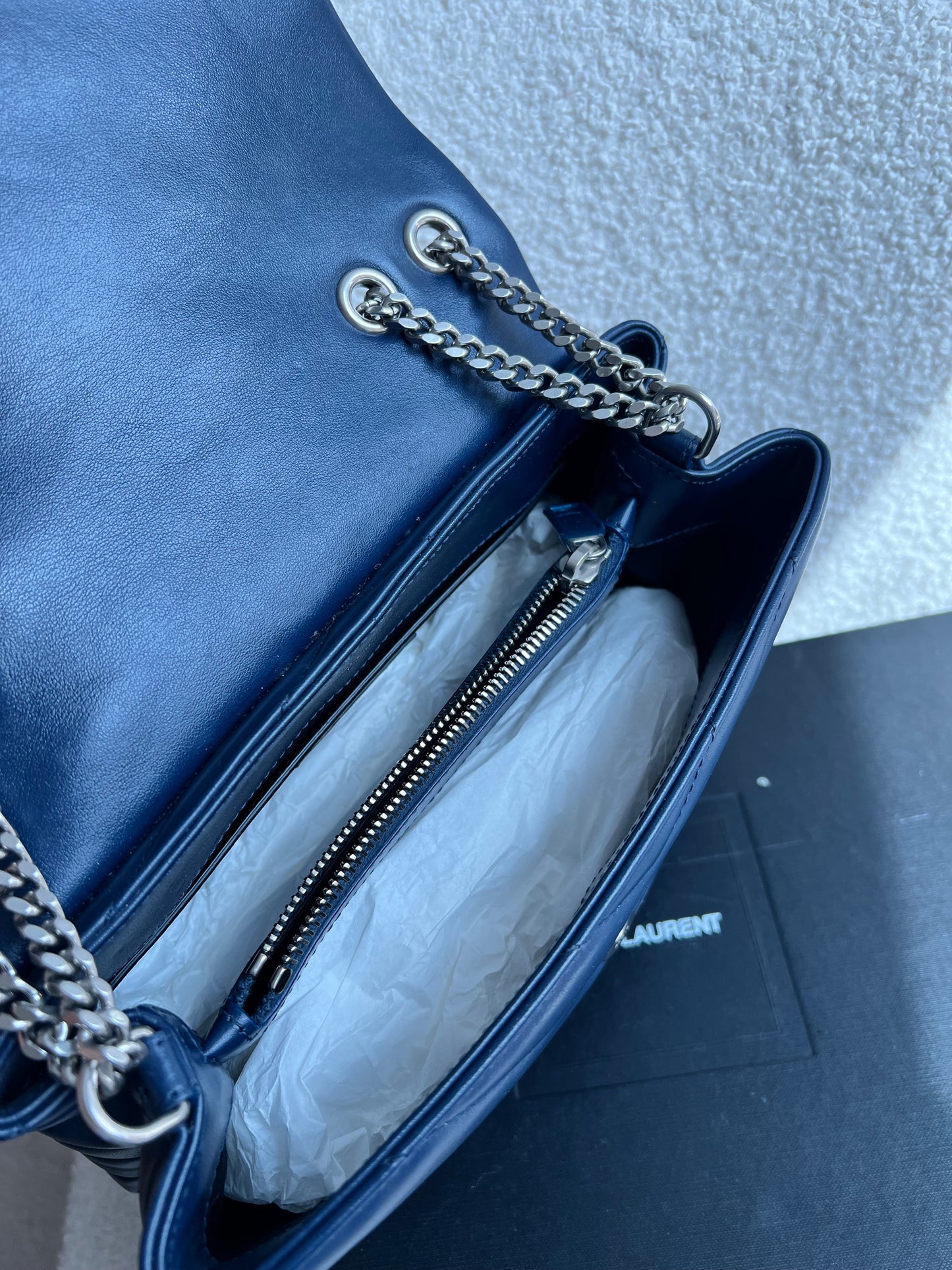 Yves Saint Laurent (YSL) Navy Blue Small LouLou (RRP £1,900)