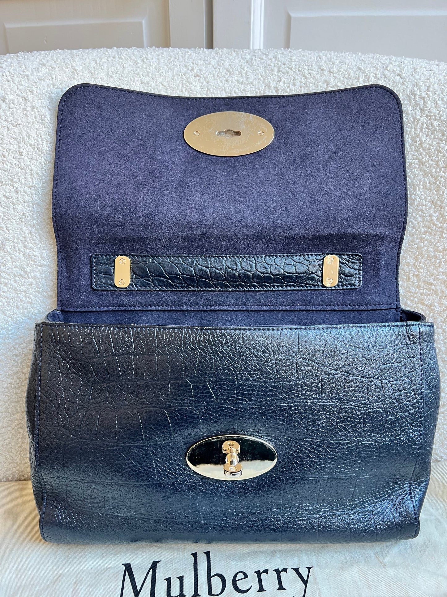 Mulberry Midnight Croc Medium Lily with Gold Hardware