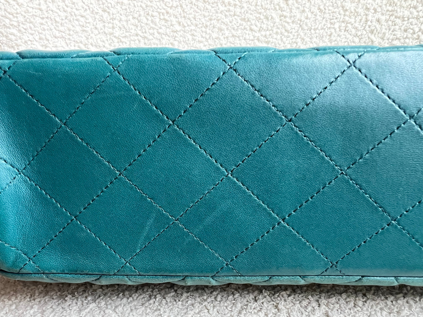 Chanel Maxi Single Flap in Teal Lambskin Silver Hardware