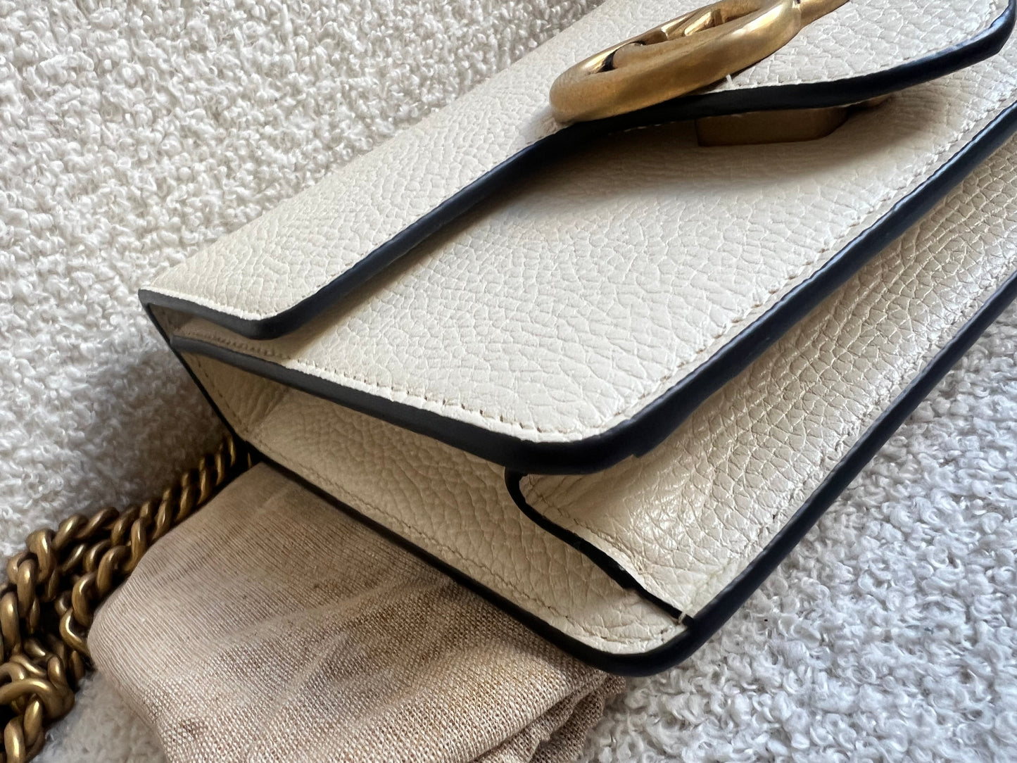 Gucci Cream GG Marmont Chain Mini Bag