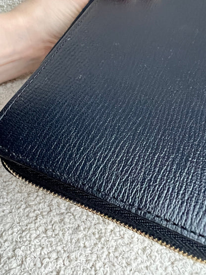 Mulberry Medium Part Around Zip Wallet in Navy and Emerald Printed Goat