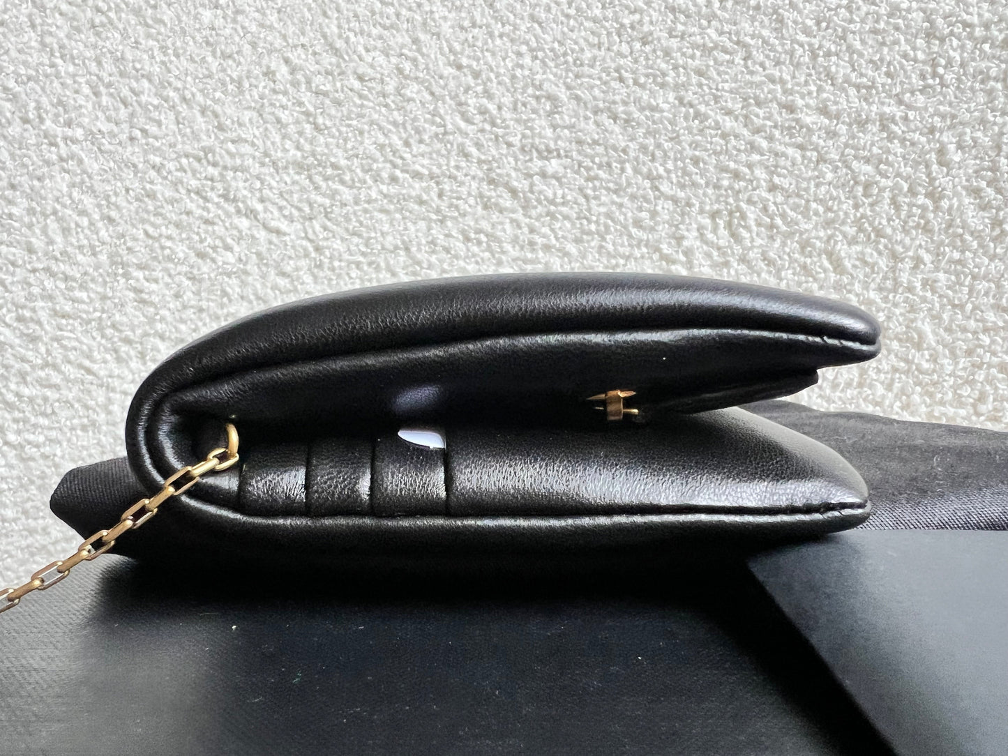 Yves Saint Laurent (YSL) Black Puffy Lambskin Wallet on Chain with Gold Hardware (RRP £960)