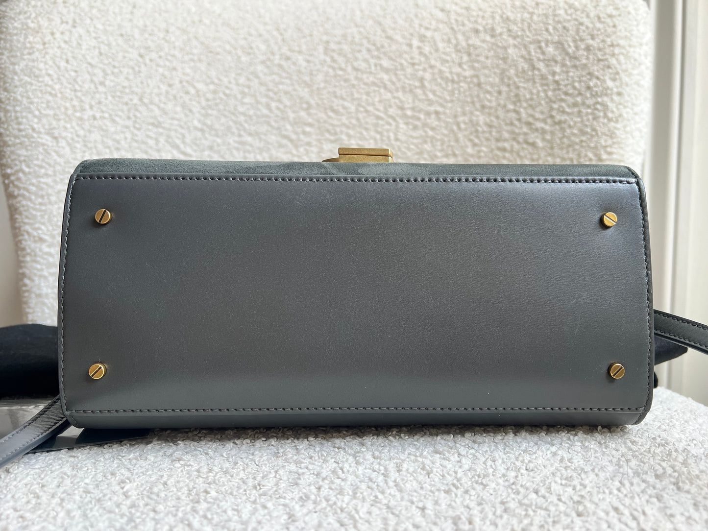 Saint Laurent YSL Cassandra Top Handle with Strap in Storm Grey Calfskin & Suede (RRP £2740)