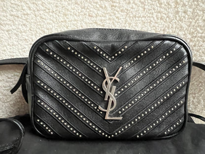 Yves Saint Laurent (YSL) Black Studded Lou Belt Bag