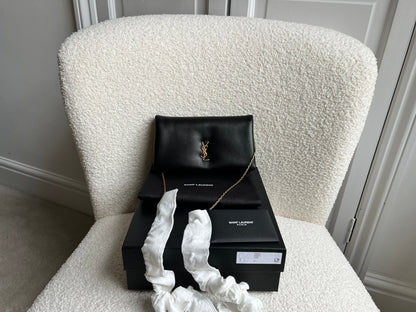 Yves Saint Laurent (YSL) Black Puffy Lambskin Wallet on Chain with Gold Hardware (RRP £960)