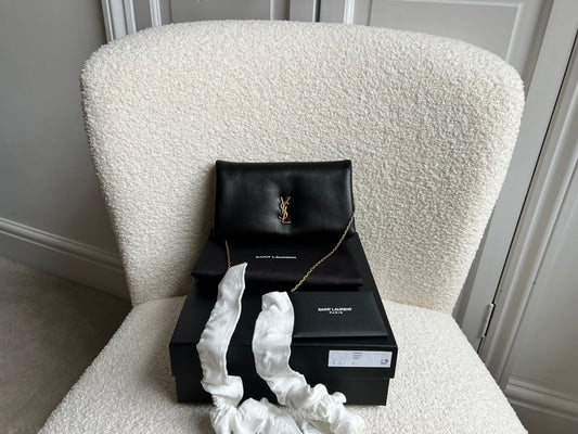 Yves Saint Laurent (YSL) Black Puffy Lambskin Wallet on Chain with Gold Hardware (RRP £960)