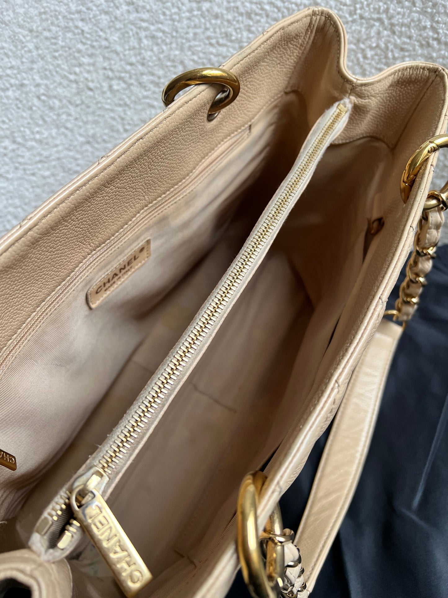 Chanel Beige Caviar Grand Shopper Tote gold hardware (GST)
