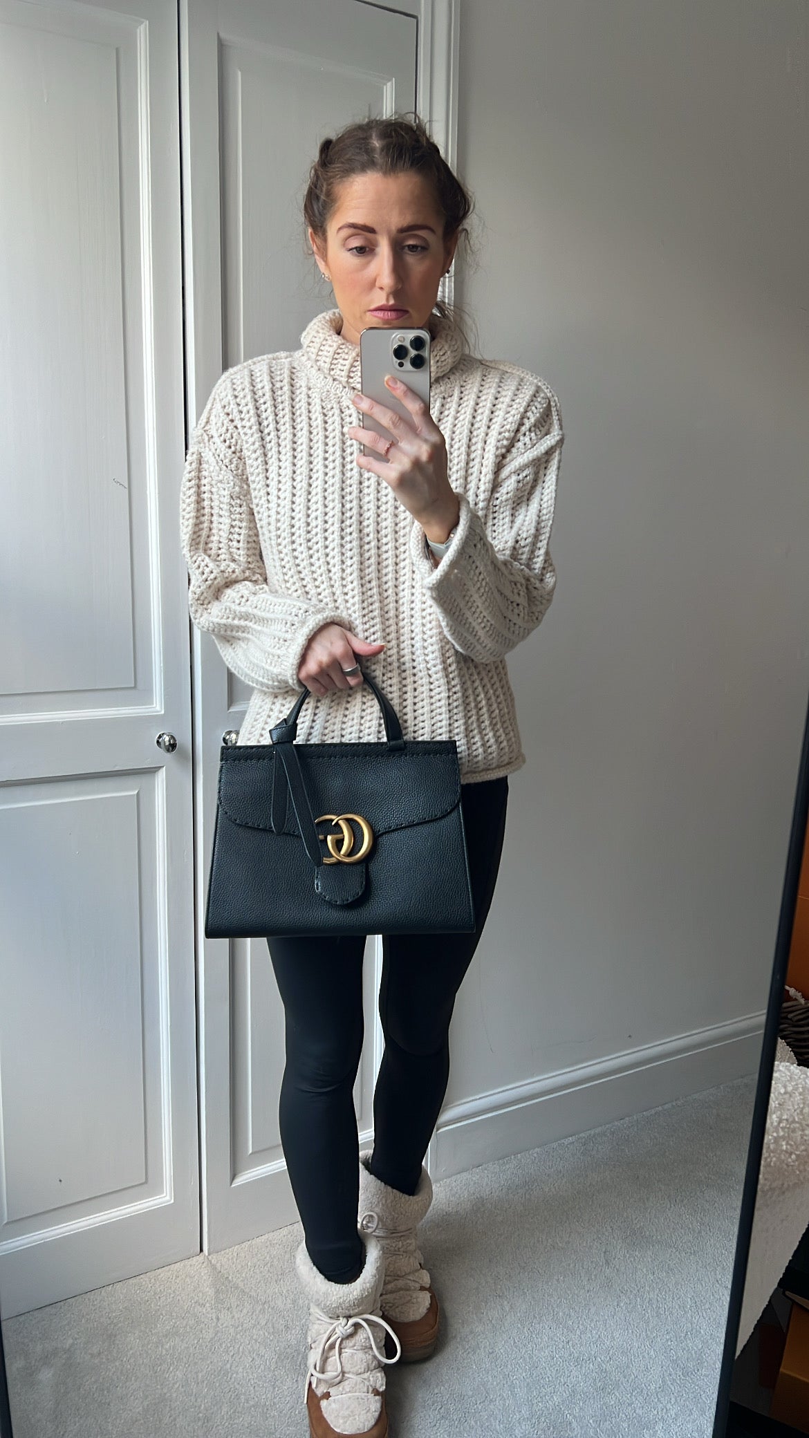 Gucci GG Black Medium Marmont Top Handle Bag