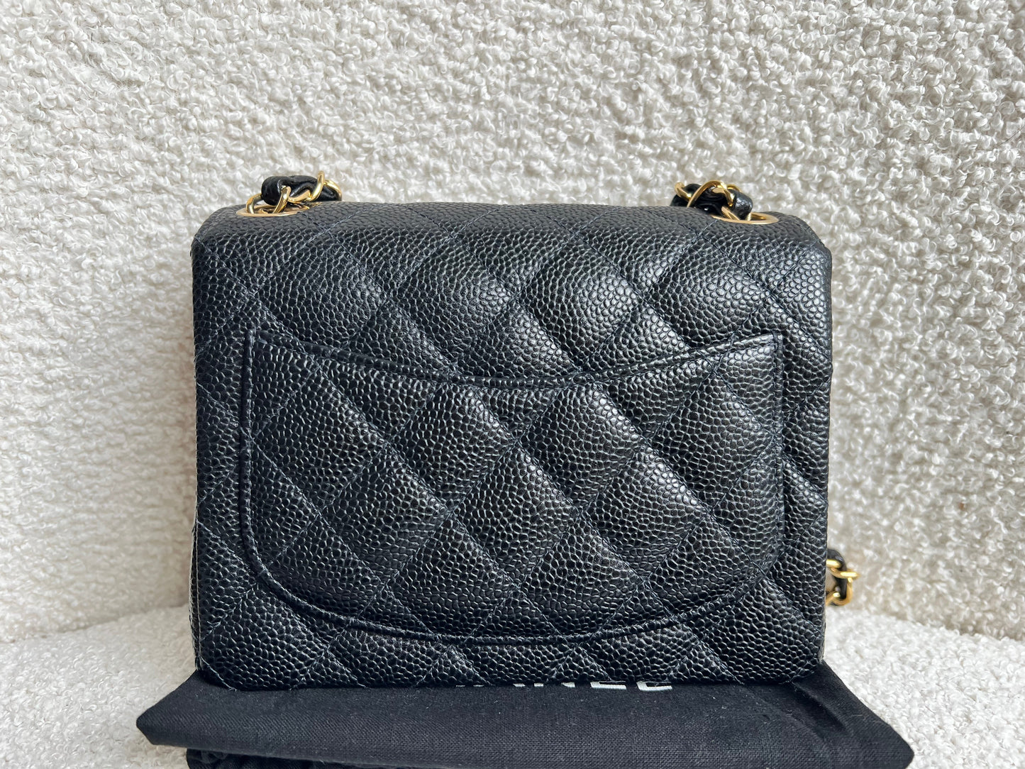 Chanel Square Mini Classic Flap in Black Caviar with gold hardware
