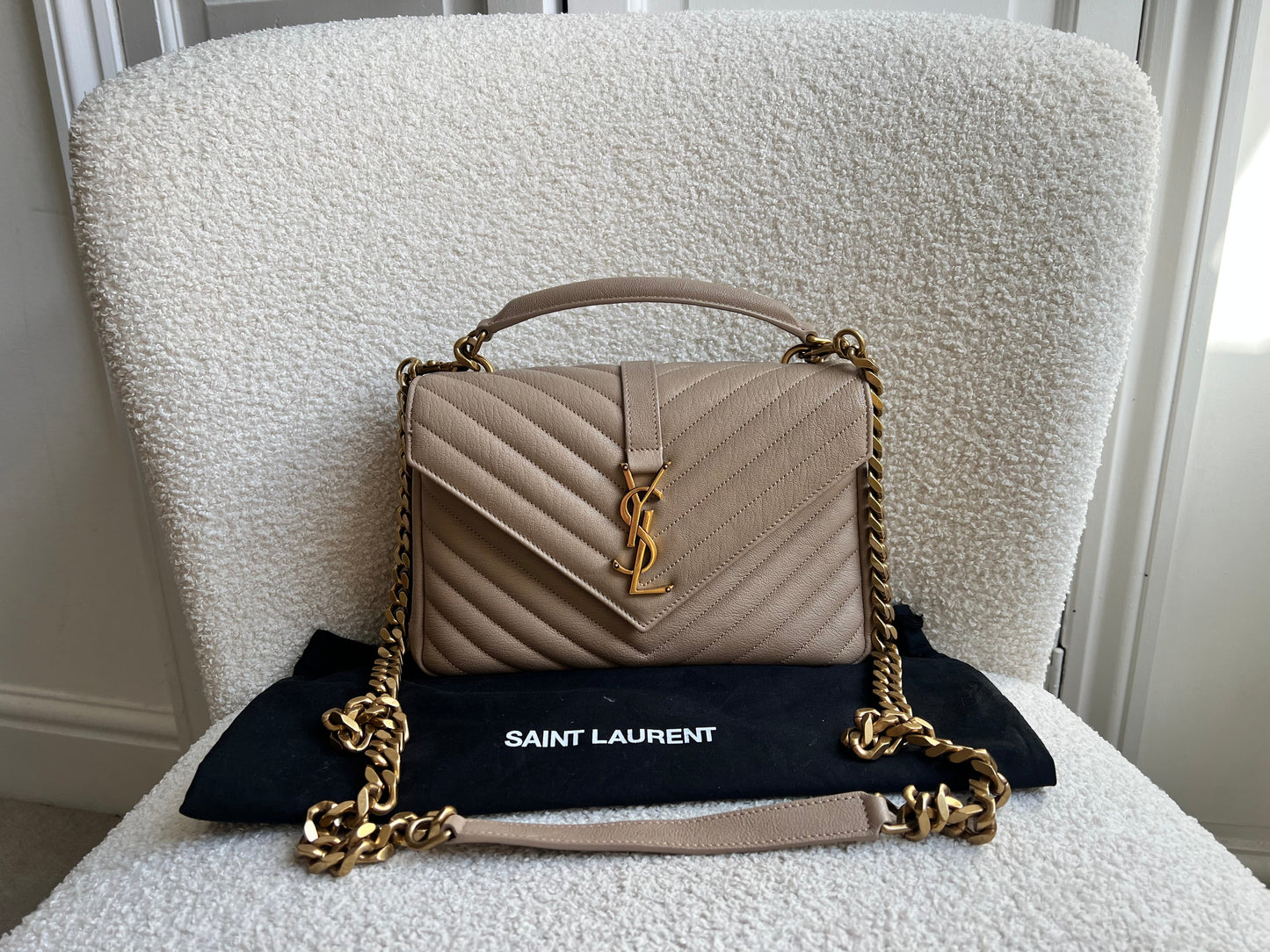 Yves Saint Laurent (YSL) Beige Medium College (£2000)