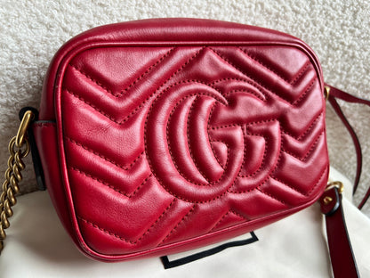 Gucci GG Hibiscus Red Marmont Mini Shoulder Bag (RRP £1360)