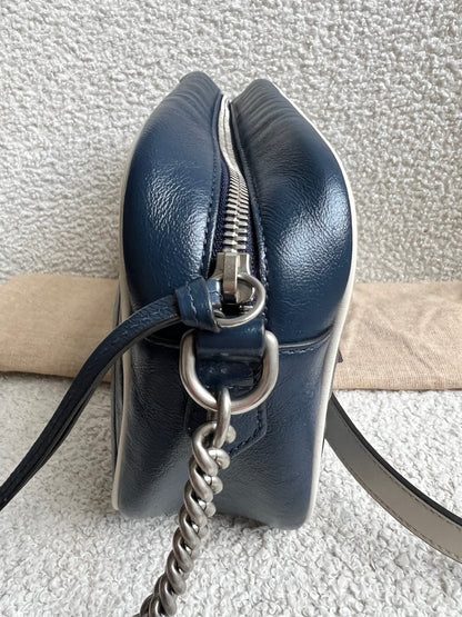 Gucci Torchon GG Navy Marmont Small Shoulder Bag