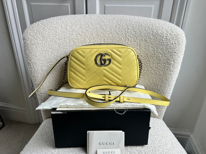 Gucci GG Pale Yellow Marmont Small Shoulder Bag (RRP £1440)