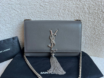 Yves Saint Laurent (YSL) Light Grey Small Kate Tassel (RRP £1,550)