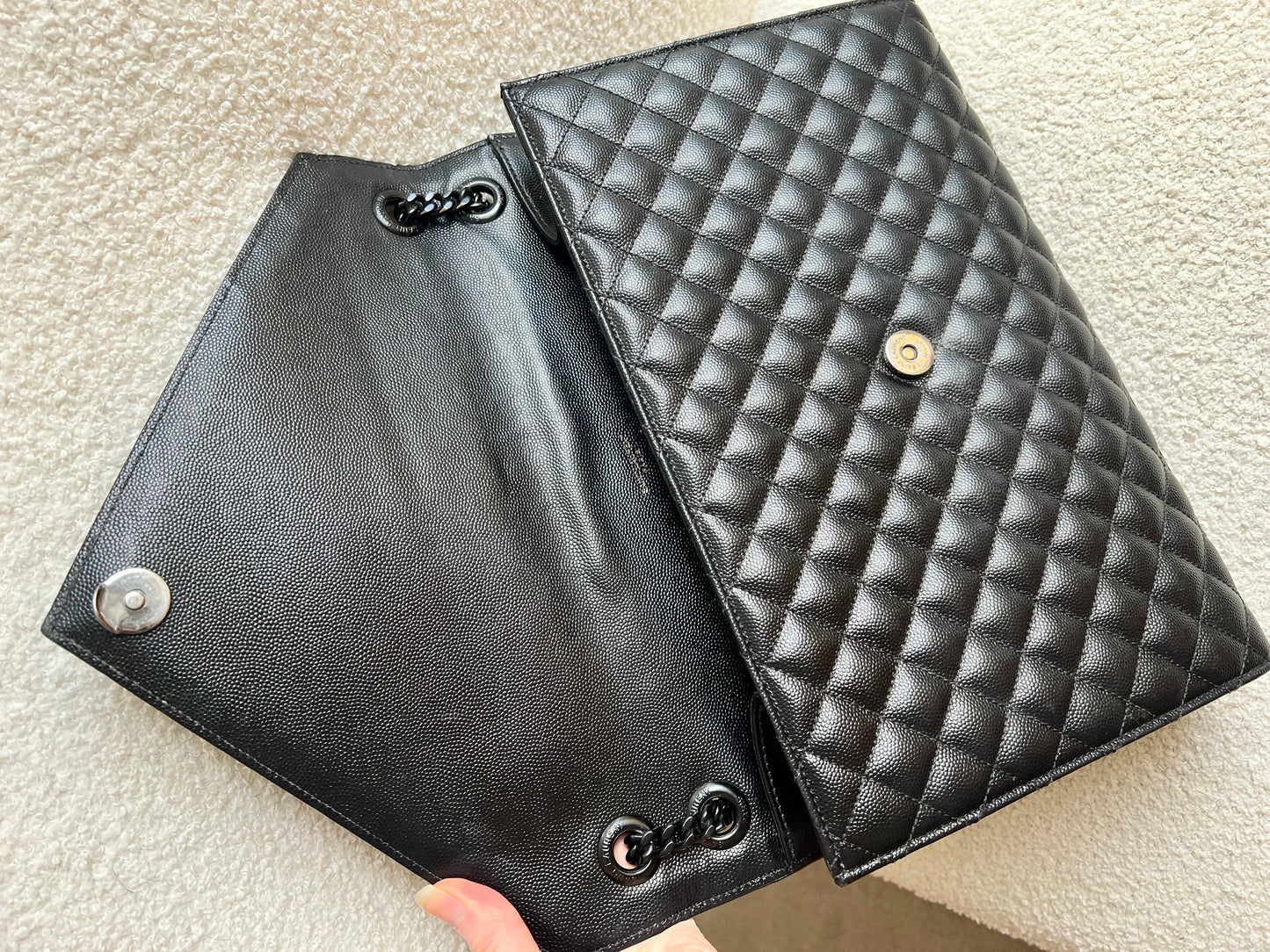 Yves Saint Laurent (YSL) Large Black on Black Envelope Bag (RRP £2,400)