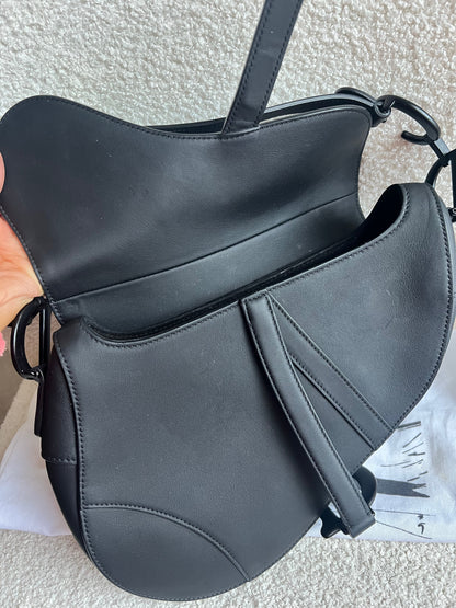 Christian Dior Black Ultra Matte Saddle Bag with Strap