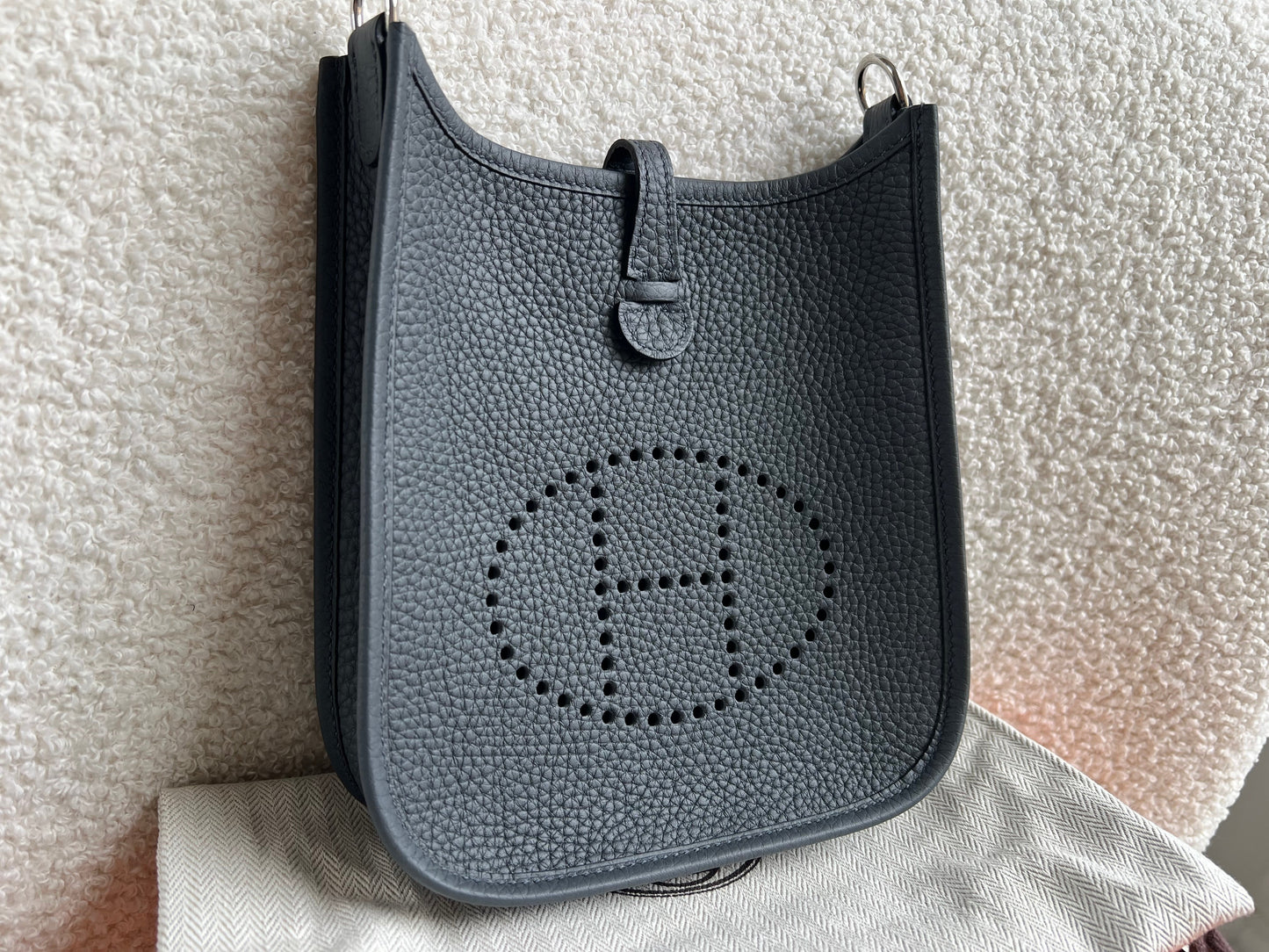 Hermes Evelyne TPM in Grey Clemence Leather with Palladium Hardware